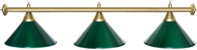 Светильник Startbilliards 3 плафона, золотая штанга, зеленые плафоны