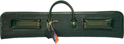 Чехол для 3-х составных киев Галактика Кроко 1x1, ручная работа, натуральная кожа, зеленый