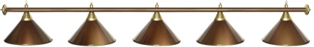 Светильник Startbilliards 5 плафонов, медная штанга, медные плафоны Светильник Startbilliards 5 плафонов, медная штанга, медные плафоны