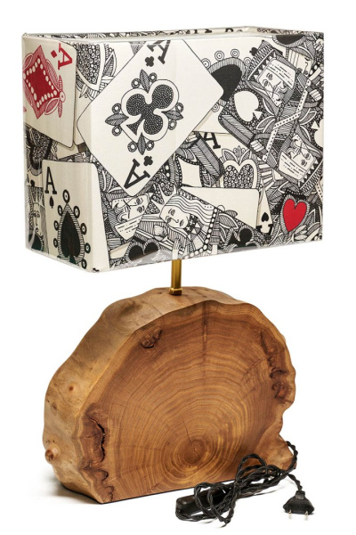 Настольный светильник прямоугольник большой "Покер" ручная работа, основание карагач