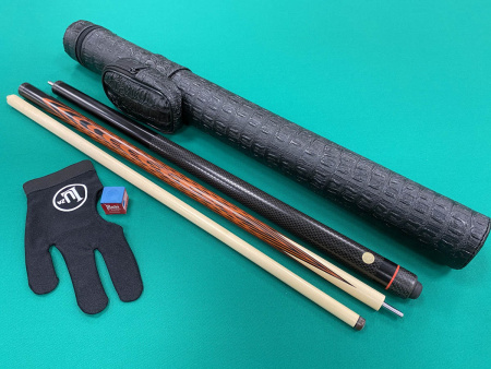 Кий 3-х составной Тюльпан с гравировкой, Черный граб, Падук, Граб (С. Дроздов)