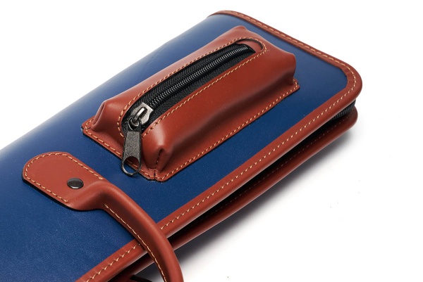 Чехол для 3-х составных киев Галактика 1x1, ручная работа, натуральная кожа, синий/коричневый