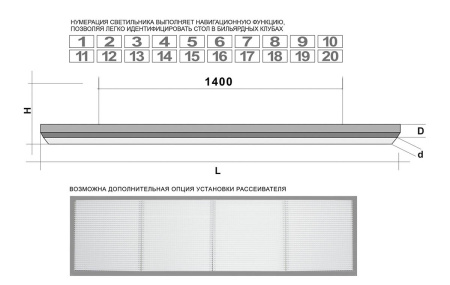 Светильник Startbilliards Club select, 4 секции