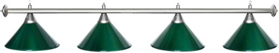 Светильник Startbilliards 4 плафона, хром штанга, зеленые плафоны
