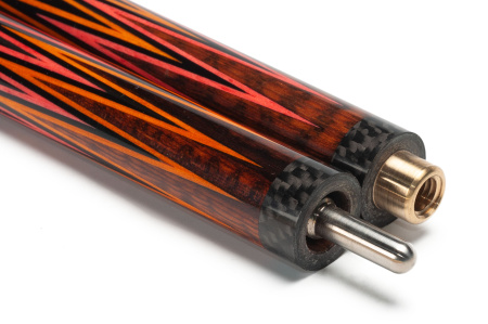 Кий Корона 8-ми перьевая с инкрустацией, Змеиное дерево, Эбен, Лимонник, Граб (Р. Королев)