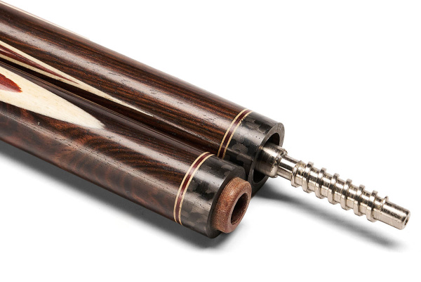 Кий Цветок, с удлинителем, в тубусе, Инкрустация, Макасар, Красный эбен, Граб (Д. Терзян)