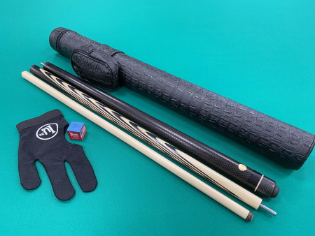 Кий 3-х составной Классика 18 запилов с гравировкой, Черный граб, Граб (С. Дроздов)