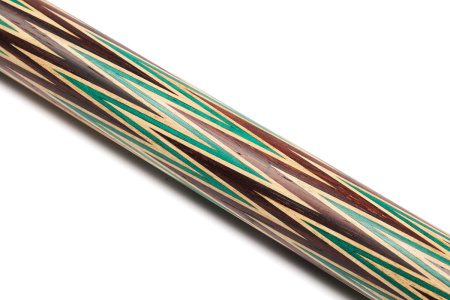 Кий Корона 8-ми перьевая, с гравировкой, Пламенный эбен, Змеиное дерево, Лунный эбен, Бирюза, Граб (Р. Королев)