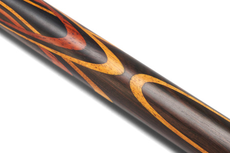 Кий Цветок, напряженный запил, с удлинителем, Пламенный эбен, Падук, Лимонник, Граб (А. Вараксин)