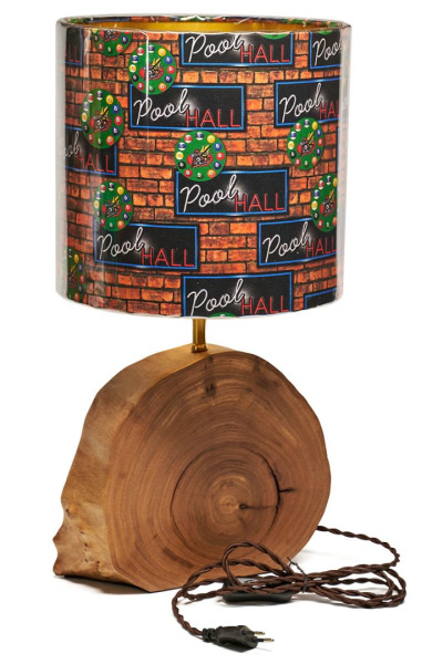 Настольный светильник круг "Pool Hall", ручная работа, основание карагач