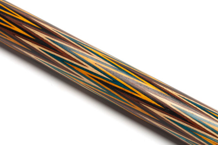 Кий Корона 8-ми перьевая, с 3D гравировкой, Пламенный эбен, Цветной граб, Граб (Р. Королев)