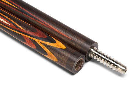 Кий Цветок, напряженный запил, с удлинителем, Пламенный эбен, Падук, Лимонник, Граб (А. Вараксин)