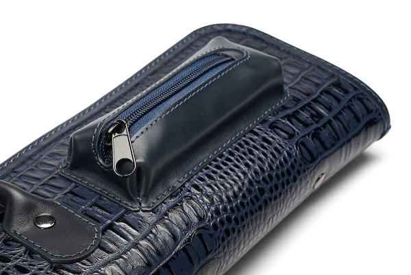 Чехол для 3-х составных киев Галактика Кроко 1x1, ручная работа, натуральная кожа, синий
