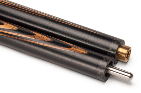 Кий Классика 16 запилов, с гравировкой, под напряжением, Черный граб, Зебрано, Граб (Р. Королев)