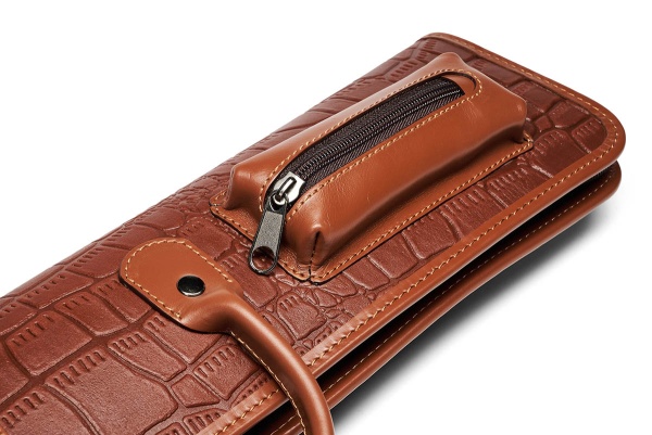 Чехол для 3-х составных киев Галактика Кроко 1x1, ручная работа, натуральная кожа, коричневый
