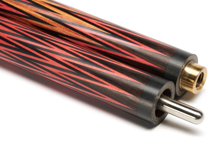 Кий Корона 8-ми перьевая, с гравировкой, Пламенный эбен, Розовый граб, Черный граб, Розвуд, Граб (Р. Королев)