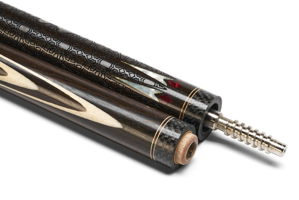 Кий Классика 3/4, с удлинителем, в тубусе, Инкрустация, Эбен, Падук, Граб (Д. Терзян)