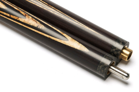 Кий Классика 16 запилов, под напряжением, с гравировкой, Черный граб, Карельская береза, Граб (Р. Тропин)