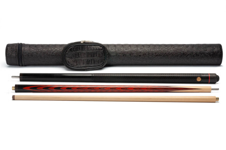 Кий 3-х составной Тюльпан с гравировкой, Черный граб, Падук, Граб (С. Дроздов)