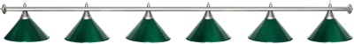 Светильник Startbilliards 6 плафонов, хром штанга, зеленые плафоны