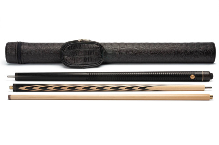 Кий 3-х составной Классика 18 запилов с гравировкой, Черный граб, Граб (С. Дроздов)