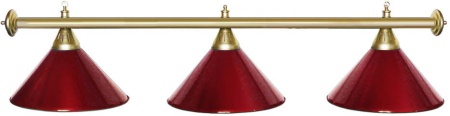 Светильник Startbilliards 3 плафона, золотая штанга, красные плафоны Светильник Startbilliards 3 плафона, золотая штанга, красные плафоны
