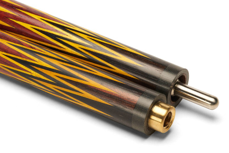 Кий Корона 8-ми перьевая, с 3D гравировкой, Пламенный эбен, Падук, Лимонник, Черный граб, Граб (Р. Королев)