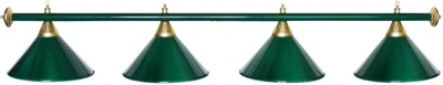 Светильник Startbilliards 4 плафона, зеленая штанга, зеленые плафоны