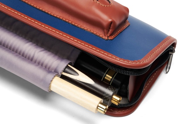 Чехол для 3-х составных киев Галактика 1x1, ручная работа, натуральная кожа, синий/коричневый