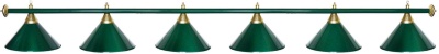 Светильник Startbilliards 6 плафонов, зеленая штанга, зеленые плафоны